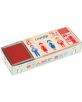 Rex London Set di Timbri, Famiglia - Include 8 timbri e inchiostro! Adesivi e Timbri