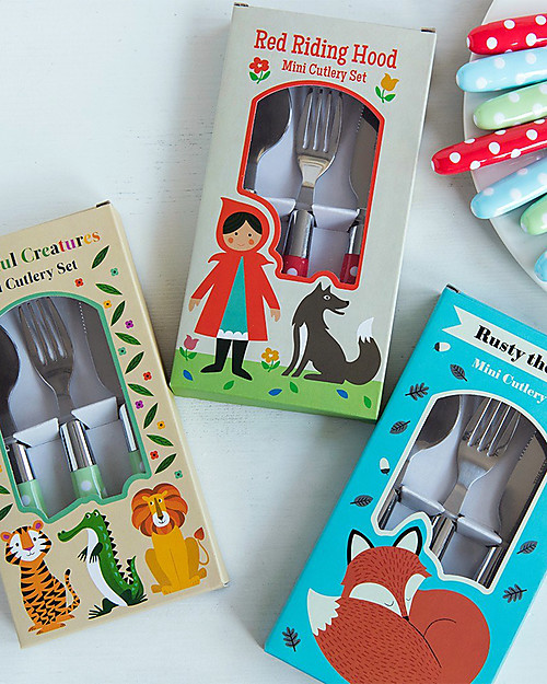 Rex London Set Posate Bimbi Colourful Creatures - Forchetta, cucchiaio e coltello Posate