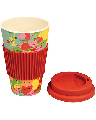 Rex London Tazza da Viaggio in Bambù 400 ml, Mappamondo - Originale ed Eco-Friendly Tazze e Bicchieri