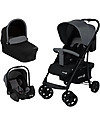 Safety 1st Passeggino Trio Roadeo con Navicella e Seggiolino Auto - Nero e Grigio - Dalla Nascita! Passeggini Trio e Duo