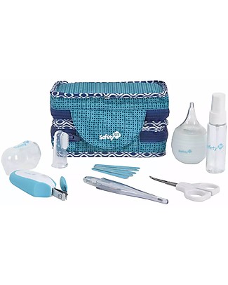 Safety 1st Set Cura e Igiene per Bimbi - 7 Accessori in Trousse da Viaggio Reversibile Kit Toilette Neonato
