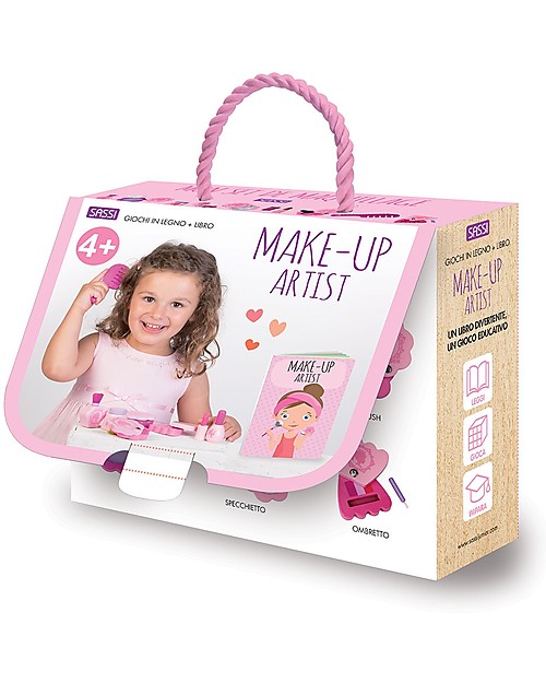 Sassi Junior Giochi in Legno + Libro, Make Up Artist - Include Set per il Trucco Far finta di