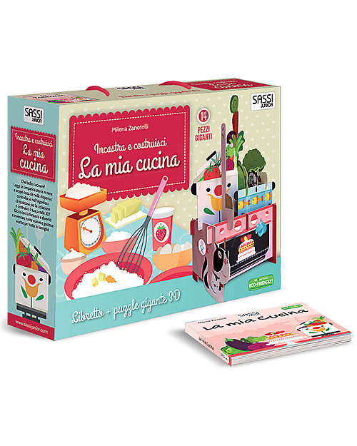 Sassi Junior Puzzle 3D con Libro, La Mia Cucina - 14 pezzi giganti da  incastrare unisex (bambini)