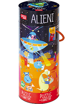 Sassi Junior Puzzle Gigante + Libro, Alieni - Da 5 anni in su! Giochi Da Tavolo