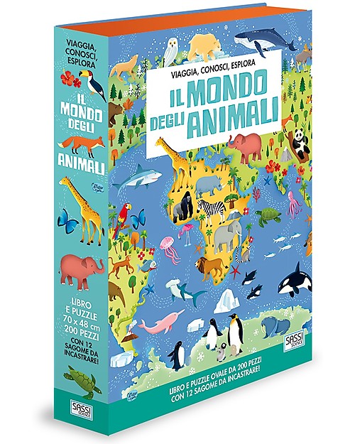 Sassi Junior Puzzle Gigante + Libro, Il Mondo Degli Animali - Da 6
