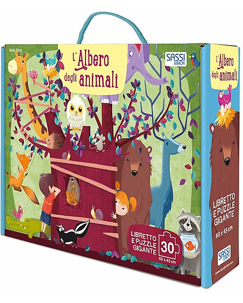 Sassi Junior Puzzle Gigante + Libro, L'Albero degli Animali - Da 3 anni in su! Giochi da Tavolo