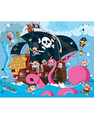 Sassi Junior Puzzle Gigante + Libro, Pirati - Da 3 anni in su! Giochi Da Tavolo