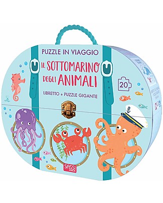Sassi Junior Puzzle in Viaggio + Libro, il Sottomarino degli Animali - Da 3 anni in su! Giochi Da Tavolo