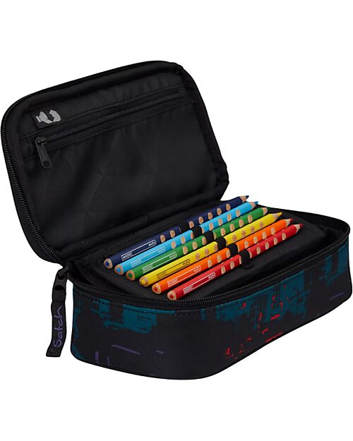 Satch Astuccio Rigido - Night Vision - Nero/Viola - Inclusa Squadra Astucci per la Scuola