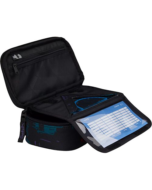 Satch Astuccio Rigido - Night Vision - Nero/Viola - Inclusa Squadra Astucci per la Scuola