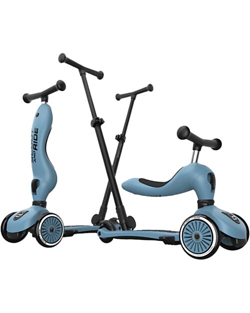 Scoot and Ride Monopattino a Triciclo con Barra di Spinta Highwaykick 1 Push and Go - Steel Monopattini