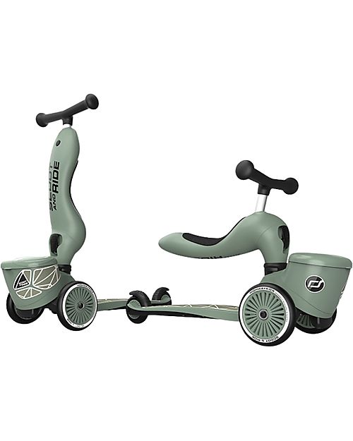 Scoot and Ride Monopattino e Triciclo 2in1 Highwaykick 1 Lifestyle - con Portaoggetti - Green Lines - Da 1 a 5 anni Monopattini