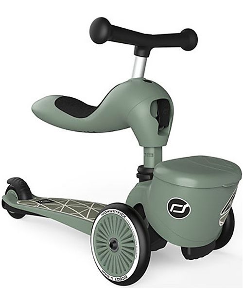 Scoot and Ride Monopattino e Triciclo 2in1 Highwaykick 1 Lifestyle - con Portaoggetti - Green Lines - Da 1 a 5 anni Monopattini