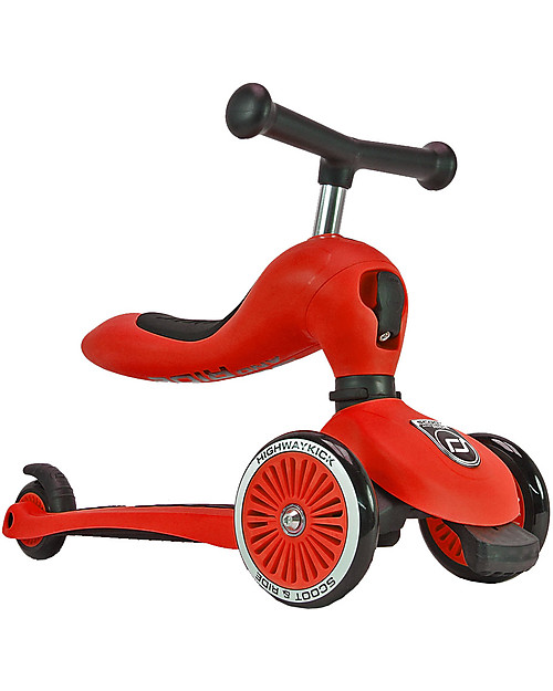 Scoot and Ride Monopattino e Triciclo 2in1 Highwaykick 1, Rosso - Da 1 a 5 anni Monopattini
