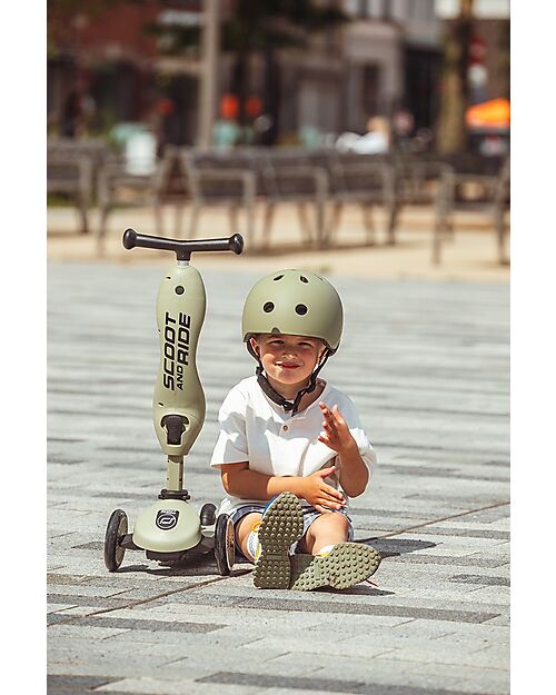 Scoot and Ride Monopattino e Triciclo 2in1 Highwaykick 1 - Verde Oliva - Da 1 a 5 anni Monopattini
