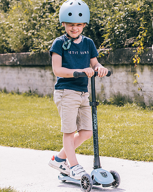 Scoot and Ride Monopattino Richiudibile Highwaykick 3 LED - Blu Acciaio -  Da 3 a 6 anni Monopattini