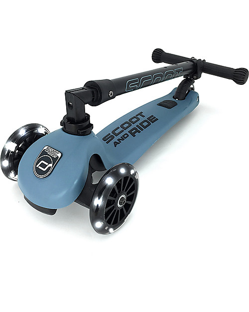 Scoot and Ride Monopattino Richiudibile Highwaykick 3 LED - Blu Acciaio -  Da 3 a 6 anni Monopattini