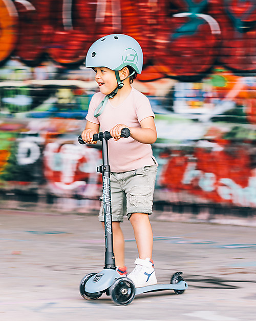 Scoot and Ride Monopattino Richiudibile Highwaykick 3 LED - Blu Acciaio -  Da 3 a 6 anni Monopattini