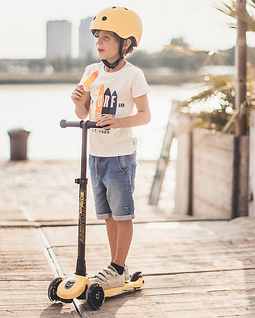 Scoot and Ride Monopattino Richiudibile Highwaykick 3 LED - Giallo Limone -  Da 3 a 6 anni Monopattini