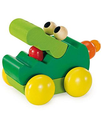 Selecta Coccodrillo Zoolini, Gioco in Legno - Ideale dalla nascita! Sonagli di Legno