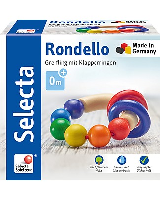 Selecta Rondello, Gioco in Legno Multicolore - Adatto dalla nascita! Attività Montessori