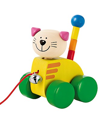 Selecta Tinka, Gattino in Legno da Trascinare, con Campanellino! Giochi da Tirare e Spingere