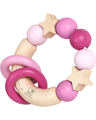 Selecta Tocco Magico, Rosa - Giocattolo da presa in legno, adatto fin dalla nascita! Sonagli di Legno