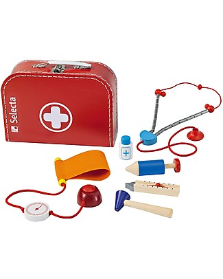 Selecta Valigetta del Medico - Con tanti accessori in legno! Attrezzi In Legno