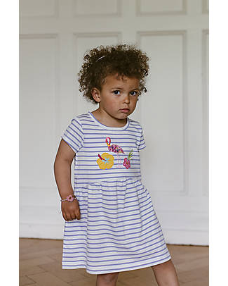 Sense Organics Abito a Maniche Corte Fina - Righe Lavanda - 100% Cotone Bio Vestiti_