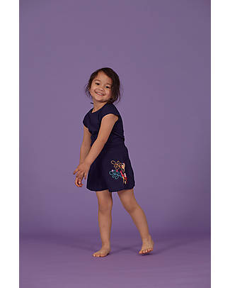 Sense Organics Abito Estivo Melda - Blu Navy con Ricamo Alpaca - 100% Cotone Bio GOTS Vestiti_