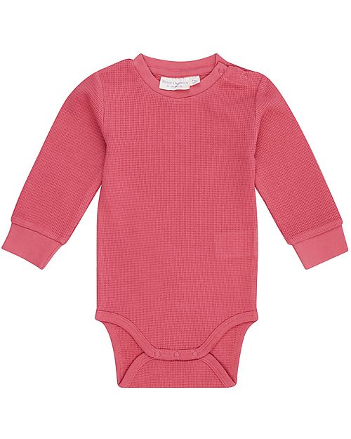 Sense Organics Body Manica Lunga Milan - Rosa Scuro - 100% Jersey Waffle di Cotone Bio GOTS Body Manica Lunga