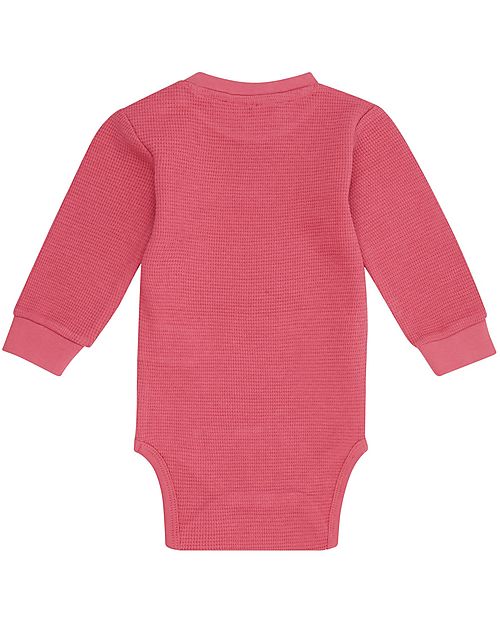 Sense Organics Body Manica Lunga Milan - Rosa Scuro - 100% Jersey Waffle di Cotone Bio GOTS Body Manica Lunga