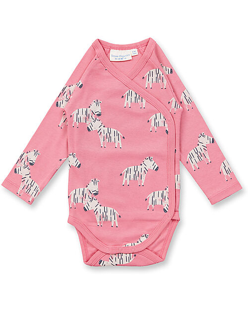 Sense Organics Body Manica Lunga Ygon Retro - Rosa - Zebre - 100% Cotone Bio GOTS Body Manica Lunga