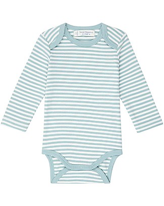 Sense Organics Body Maniche Lunghe Yvon - Righe Azzurre - 100% Cotone Bio Body Manica Lunga