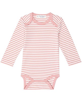 Sense Organics Body Maniche Lunghe Yvon - Righe Rosa - 100% Cotone Bio Body Manica Lunga