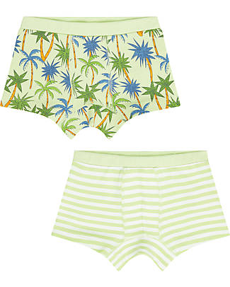 Sense Organics Boxer Prince Retro Pacco da 2 - Palme + Righe - 100% Cotone Bio Slip
