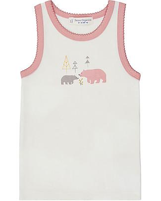 Sense Organics Canotta Dana Retro - Bianco + Orso Polare - 100% Cotone Bio Canottiere
