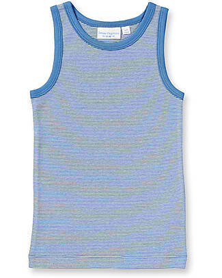 Sense Organics Canotta Don Retro - Blu Strisce - 100% Cotone Bio GOTS Canotte
