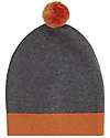 Sense Organics Cappellino a Maglia con Pompon Rudolfo - Antracite + Arancio - 100% Cotone Bio Cappelli Invernali