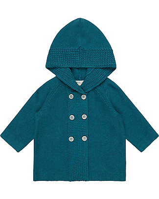 Sense Organics Cardigan Doppio Petto Lavorato a Maglia Paul - Blu - 100% Cotone Bio Cardigan