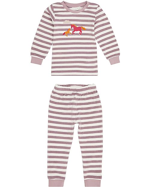Sense Organics Completo Pigiama Long John Retro - Cavallo Nuvola - 100% Cotone Bio GOTS Pigiami