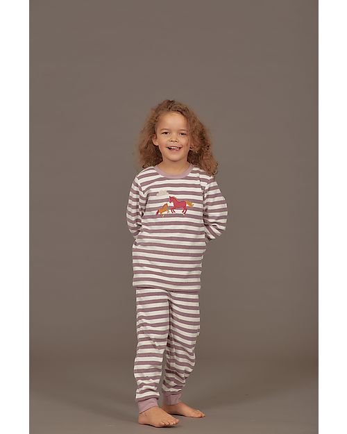 Sense Organics Completo Pigiama Long John Retro - Cavallo Nuvola - 100% Cotone Bio GOTS Pigiami