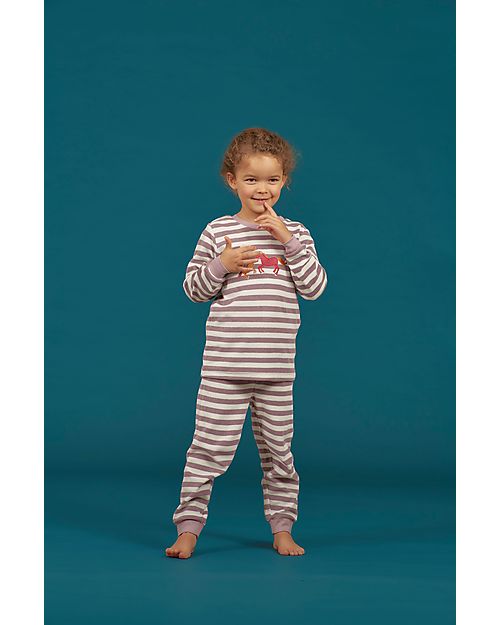 Sense Organics Completo Pigiama Long John Retro - Cavallo Nuvola - 100% Cotone Bio GOTS Pigiami