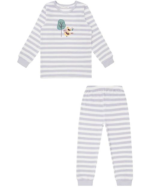 Sense Organics Completo Pigiama Long John Retro - Righe Verde Salvia Trattore - 100% Spunga di Cotone Bio GOTS Pigiami