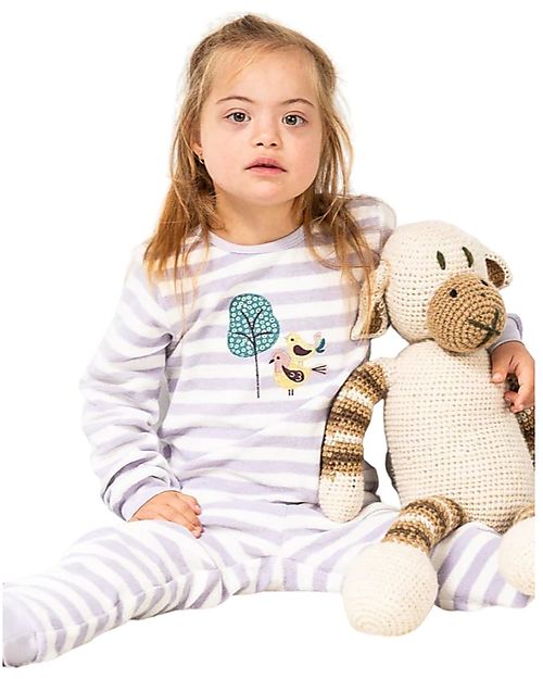 Sense Organics Completo Pigiama Long John Retro - Righe Verde Salvia Trattore - 100% Spunga di Cotone Bio GOTS Pigiami