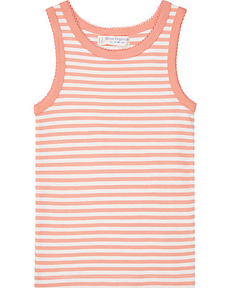 Sense Organics Dana Retro Vest - Coral Stripes - 100% Organic Cotton Evening Tops