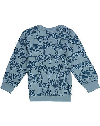 Sense Organics Felpa Bengo - Blu Polvere Mucche - 100% Cotone Bio GOTS Maglie Manica Lunga
