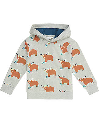 Sense Organics Felpa con Cappuccio Jonas - Grigio Mucche Highland - 100% Cotone Bio GOTS Felpe