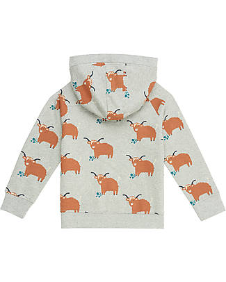 Sense Organics Felpa con Cappuccio Jonas - Grigio Mucche Highland - 100% Cotone Bio GOTS Felpe