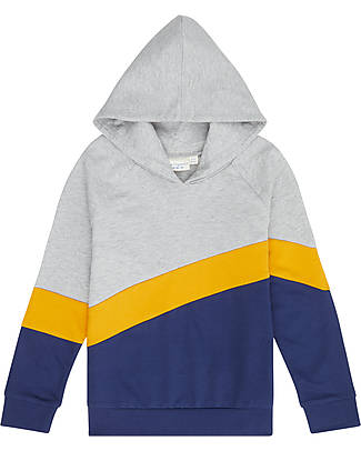 Sense Organics Felpa con Cappuccio Jonas - Grigio/Navy/Giallo - Cotone bio Felpe